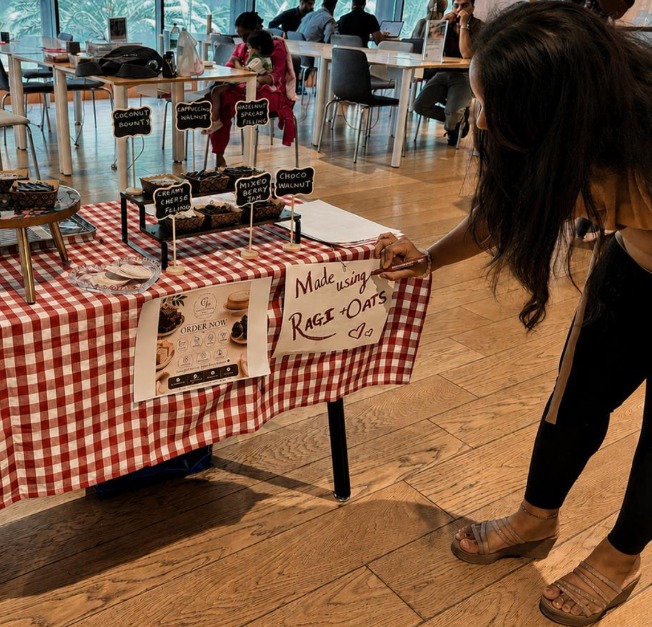 Ankita Jain, founder of Grain Crumbs, at a corporate exhibition